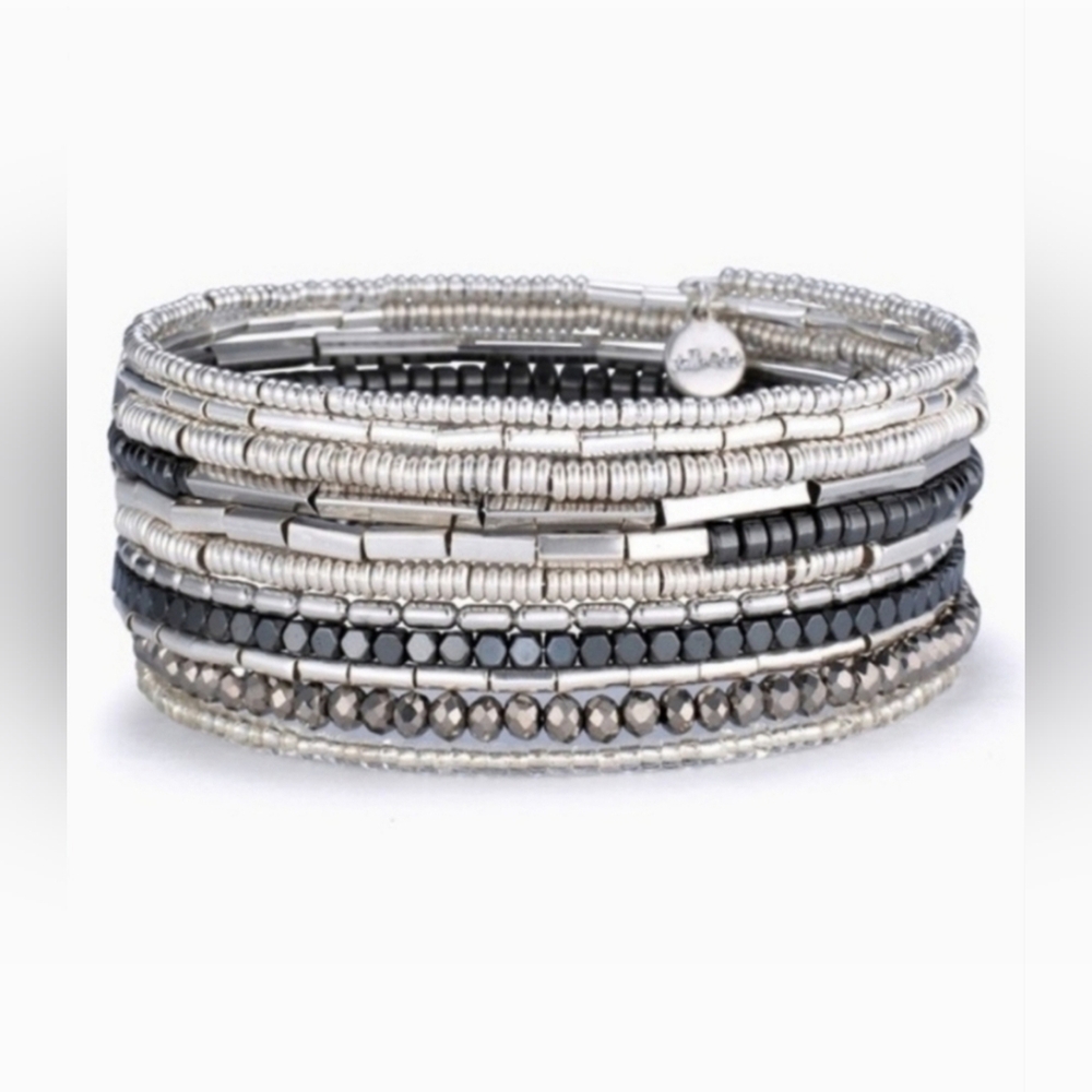 NWT Stella & Dot Celine Wrap Bracelet Silver OS - Picture 2 of 5